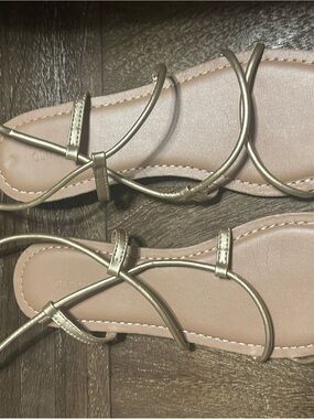 Old Navy Metallic Gold Crisscross Strap Sandals
